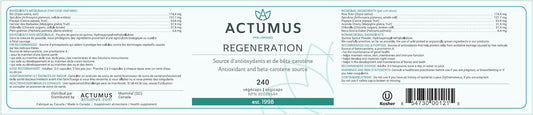 Actumus, Regeneration - Antioxidant And Beta-Carotene Source To Help With Immune Function, Made With Organic And Wild Picked Ingredients | 240 Vegicaps