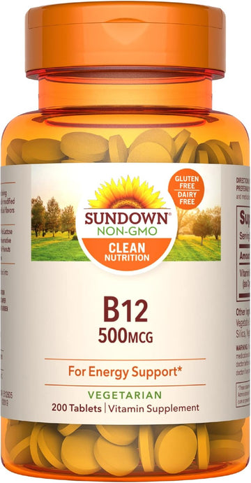 Sundown Vitamin B12 500 Mcg, Supports Nervous System And Cellular Energy Health, 200 Tablets