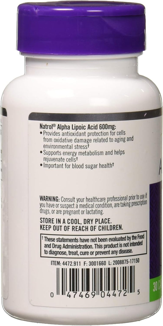 Natrol Alpha Lipoic Acid 600 Mg Caps, 30 Ct