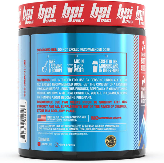 Bpi Sports Cla + Carnitine Powder – Non Stimulant Fat Burner For Weight Loss, Metabolism & Lean Muscle – Caffeine Free – Rainbow Ice – 50 Servings – 12.34 Oz