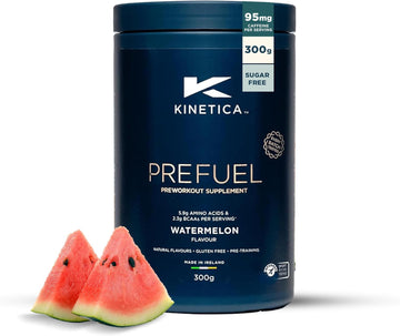 Kinetica Sports Prefuel Pre Workout-Watermelon Flavour |5.9G Amino Acids Blend, 2.3G Bcaa'S & 95Mg Caffeine/Serve, 30 Servings/300G|With Essential Vitamins Minerals|Supports Performance & Energy Boost