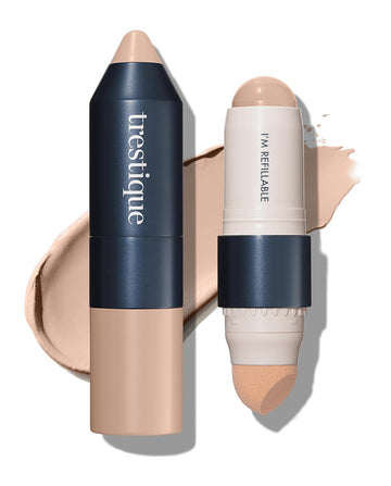 Trestique Foundation Stick - Refillable Face Stick With Built-In Sponge, Clean Beauty Medium Coverage Foundation