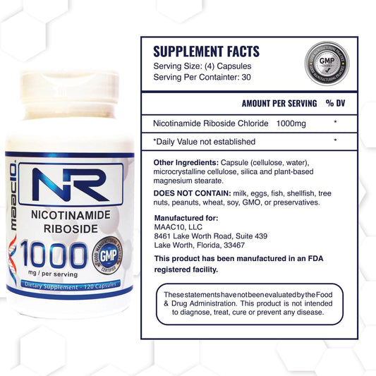 Maac10 Nr Nicotinamide Riboside 1000Mg Serving | Third Party Lab Tested Nad+ Supplement | Nmn Supplement Alternative