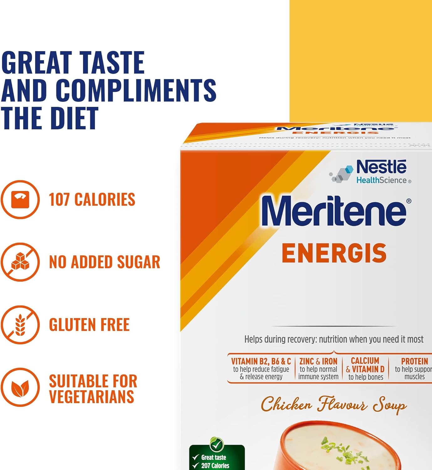 Meritene Energis Vegetable | 50g Powder Sachets, Pack of 10 | Nutritional Support Mix with Proteins and Minerals | With Vitamin D, B & K : Amazon.co.uk: Grocery