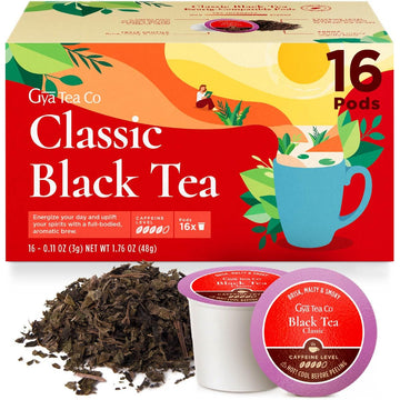 Gya Tea Co Classic Black Tea Pod (16 Ct) - High Caffeine Refreshed Tea For Morning Kick & All Day Energizing