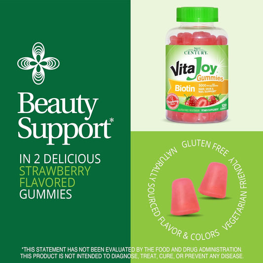 21St Century Vitajoy Biotin Gummies, (27729), Strawberry, 120 Count