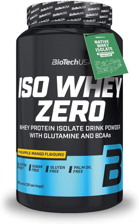 Biotechusa Iso Whey Zero | Premium Whey Protein Isolate | Grass-Fed | Enzyme-Free | Sugar- And Gluten-Free, 908 G, Pineapple-Mango
