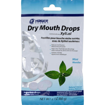 Hager Pharma Dry Mouth Drops Mint 26 Ct : Health & Household