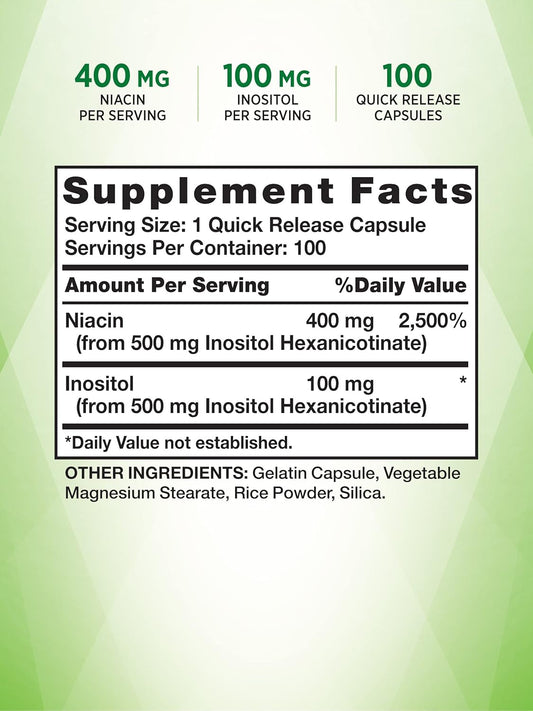 Nature'S Truth Flush Free Niacin | 500Mg | 100 Capsules | Non-Gmo & Gluten Free Supplement