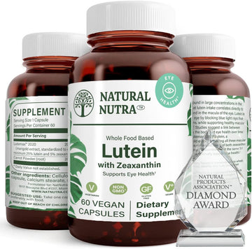 Natural Nutra Lutein And Zeaxanthin Supplement, Helps To Maintain Vision Health, Protects Cell In Eyes, Gluten Free, Soy Free, 20Mg - 60 Capsules