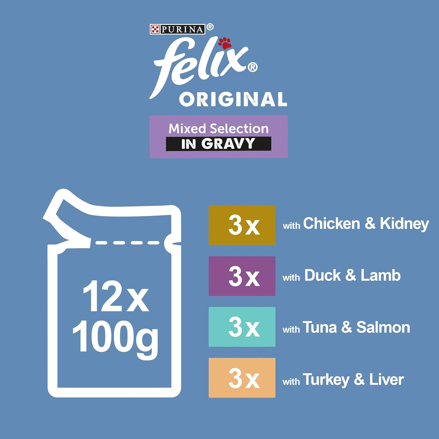 Felix Mixed Selection in Gravy Cat Food 12x100g, Pack of 4 :Pet Supplies