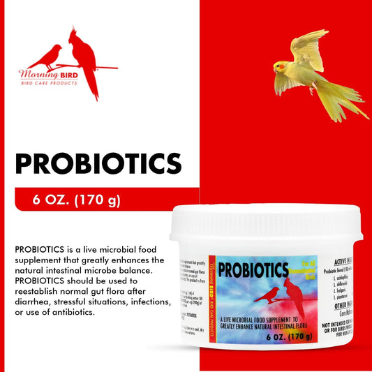 Morning Bird Probiotics, Live Microbial Food Supplement For Young And Adult Birds, Enhances The Natural Intestinal Microbe Balance, 3 Oz