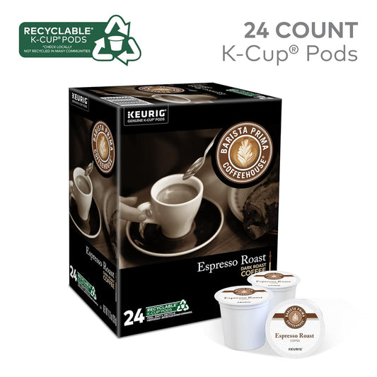 Barista Prima Coffeehouse Espresso Roast Coffee, Keurig Single Serve K-Cup Pods, 96 Count