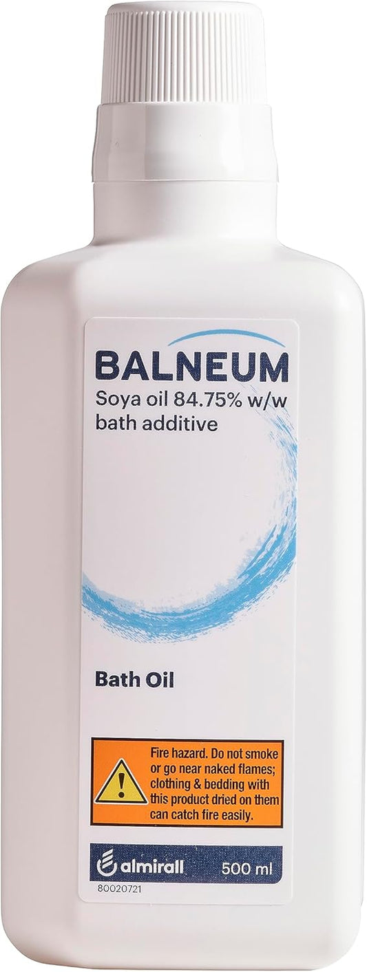 Balneum Medicinal Bath Oil - Nourishing Soya Oil Emollient For Healthy Skin - Moisturises, Hydrates And Protects - Suitable For Dry Skin Conditions - For Men And Women - 500Ml