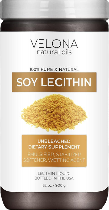 Velona Pure Liquid Soy Lecithin 32 Oz | Food Grade | Unbleached| Emulsifier, Stabilizer, Softener, Smoother, Wetting Agent | Use Today - Enjoy Results