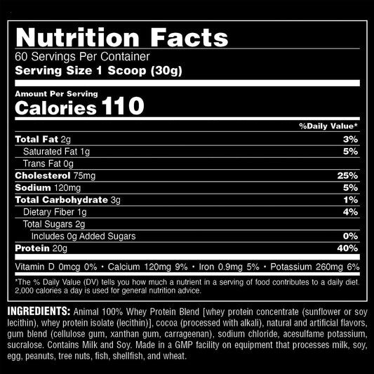 Animal 100% Whey Protein Powder  Whey Blend For Pre- Or Post-Workout,