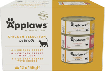 Applaws 100% Natural Wet Cat Food, Multipack Chicken Selection In Broth 156 G Tin (Pack Of 12)2061Ml-A