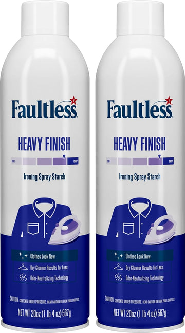 Laundry Starch Spray, Faultless Heavy Spray Starch 20 Oz Cans For A Smooth Iron Glide On Clothes & Fabric Even Spray, Easy Iron Glide, No Reside (Pack Of 2)