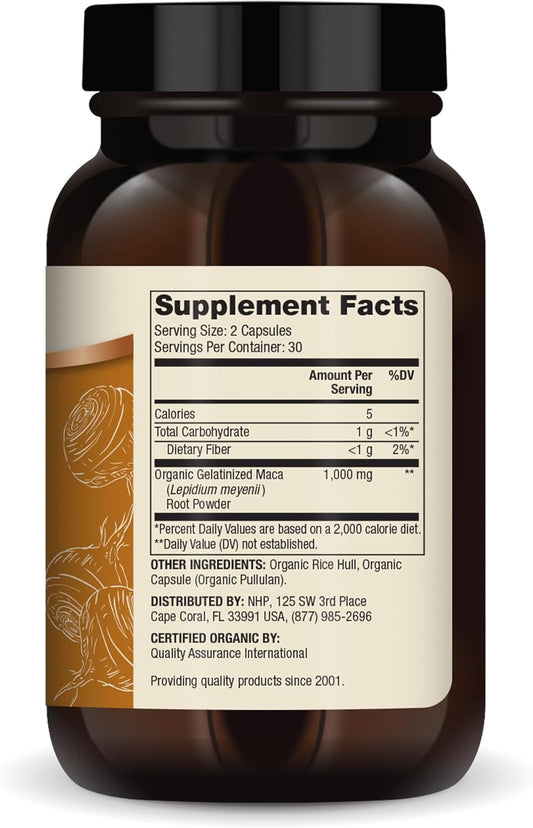 Dr. Mercola Organic Maca Gelatinized Dietary Supplement, 30 Servings (60 Capsules), Non Gmo, Gluten Free, Soy Free, Usda Organic
