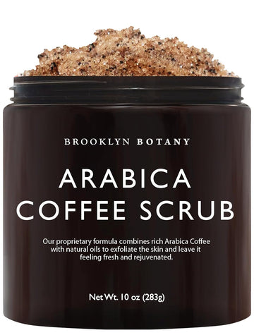 Brooklyn Botany Dead Sea Salt And Arabica Coffee Body Scrub 10 Oz - Moisturizing And Exfoliating Body, Face, Hand, Foot Scrub - Fights Stretch Marks, Fine Lines, Wrinkles - Great Gifts For Women & Men