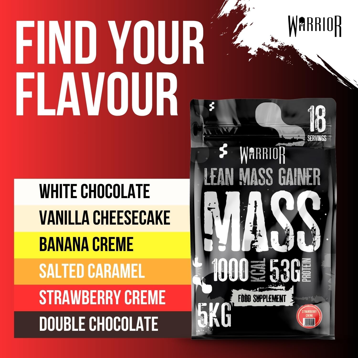 Warrior Mass Protein Powder – 5.04kg – Serious Mass Gainer – High Calorie, Weight Gain Supplement – 61g of Protein, 18 Servings, 1000+ Calories Shake, Supports Muscle Growth (Salted Caramel, 5kg) : Amazon.co.uk: Health & Personal Care