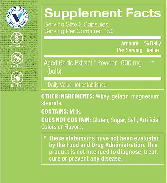 Aged Garlic Extract 600Mg Capsules, Odorless Natural Powder Extract, Herbal Supplement - Provides Heart Health Support, Blood Pressure Support & Healthy Immune System (300 Capsules) By The Vitamin