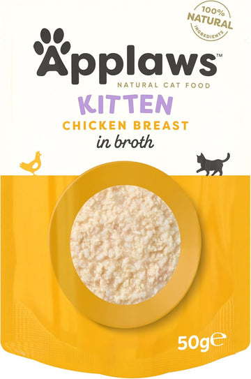 Applaws Natural Kitten Wet Food, Kitten Chicken Breast In Broth 50G Pouch (12X50G Pack)