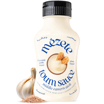 Mezete Preservative-Free Garlic Sauce | Toum | No Added Oil | Easy Squeeze Bottle | Plant Based Garlic Dip | Spread & Marinade | Gluten-Free | Non-Gmo | 315G