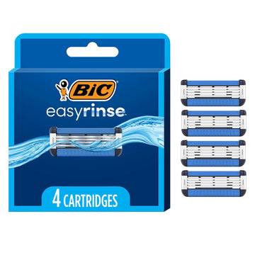 BIC EasyRinse Anti-Clogging Men's Razor Refills, Razor Cartridges With 4 Blades, 4 Count