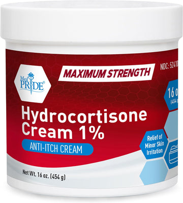 Medpride 1% Hydrocortisone Cream - Maximum Strength Itch Relief For Mosquito Bites, Eczema, Dermatitis - 16 Oz