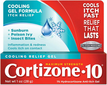 Cortizone 10 Maximum Strength Cooling Relief Gel 1 Oz., 1% Hydrocortisone Anti-Itch Gel, Cools On Contact