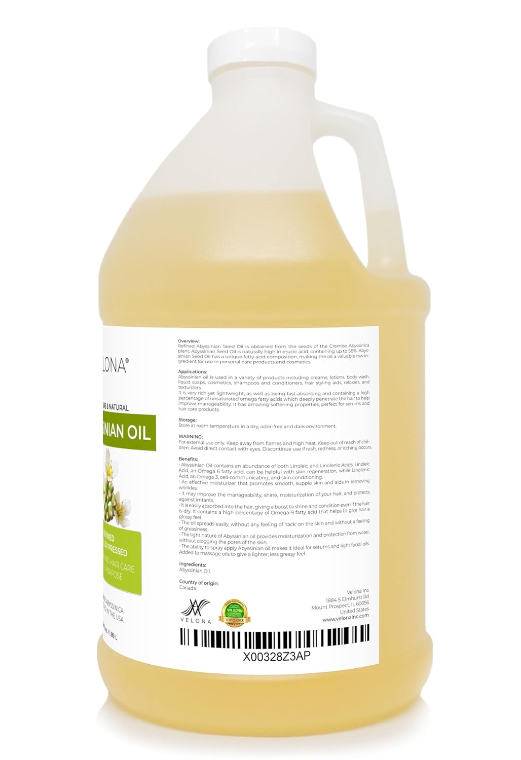 velona Abyssinian Oil 64 oz | 100% Pure and Natural Carrier Oil | Cold Pressed | Hair, Body Care | Use Today - Enjoy Results : Beauty & Personal Care