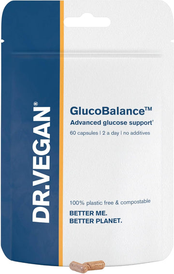 Glucobalance | Advanced Glucose Blood Sugar Support | Includes Chromium 200 µg, Apple Cider Vinegar 250G, Cinnamon 750G | 60 Vegan Capsules | Two-A-Day | Dr.Vegan