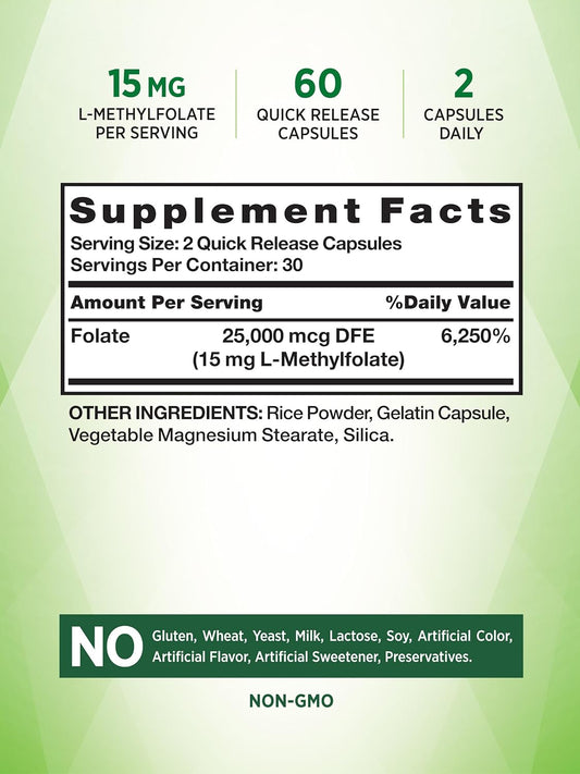 Nature'S Truth L Methylfolate 15Mg | 60 Capsules | Non-Gmo & Gluten Free Supplement | Extra Strength