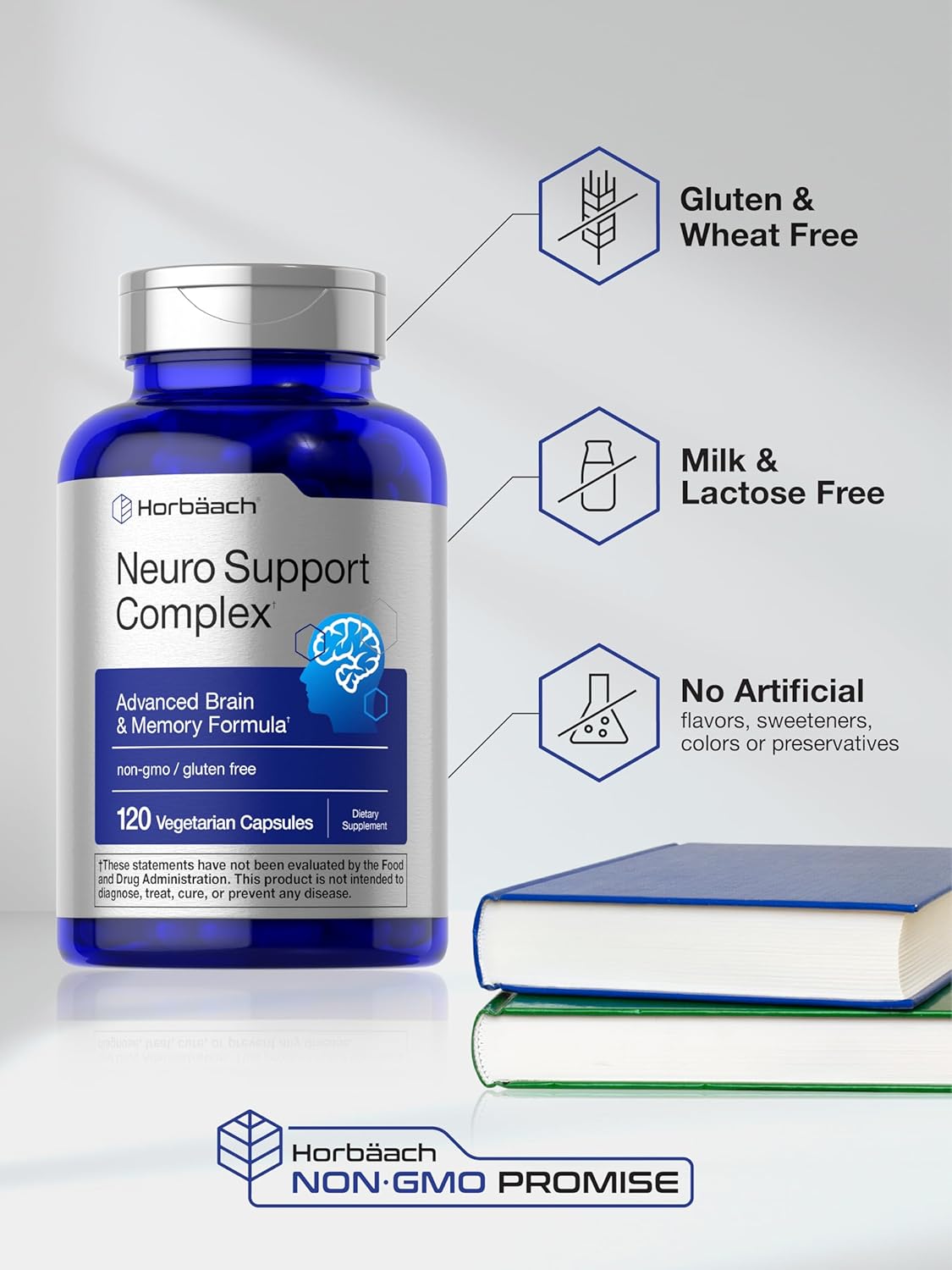 Horbäach Brain Supplement | 120 Capsules | With Phosphatidylserine & Dmae | Advanced Formula For Memory, Focus, Clarity | Vegetarian & Gluten Free | Neuro Support : Health & Household