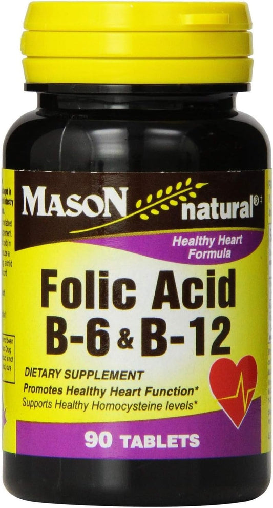 Mason Natural Folic Acid, B-6 & B-12 Tablets 90 ea (Pack of 2)