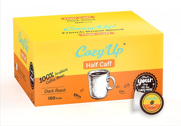Cozy Up | 100-Count | Half Caff | Breakfast Blend Dark Roast Single-Serve Coffee Pods Compatible With Keurig K-Cup Brewers