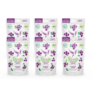 Stevita Hard Candy, Glorious Grape - Pack Of 6 - Sugar & Aspartame Free - Naturally Flavored & Sweetened - Non-Gmo, Gluten Free, Keto Friendly