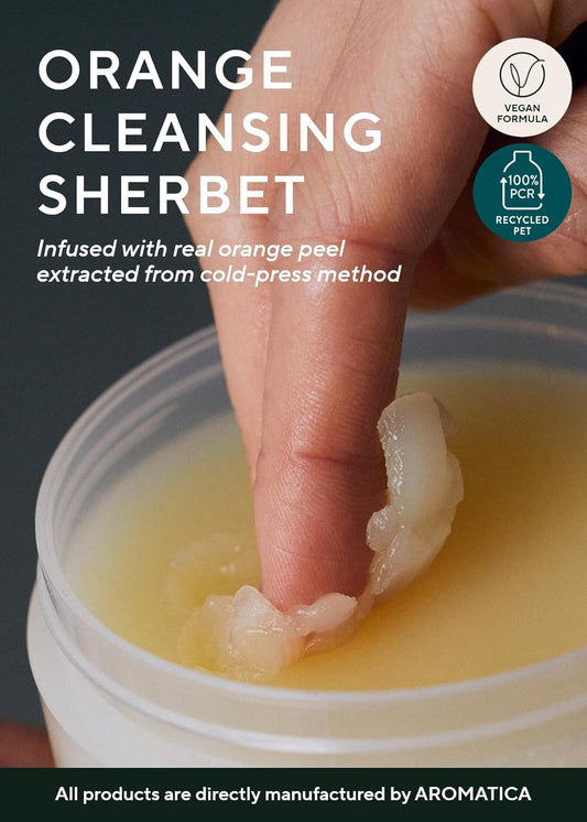 Aromatica Orange Cleansing Sherbet 150G - Double Cleanser, Makeup Cleansing Balm - Melts Away Stubborn Impurities
