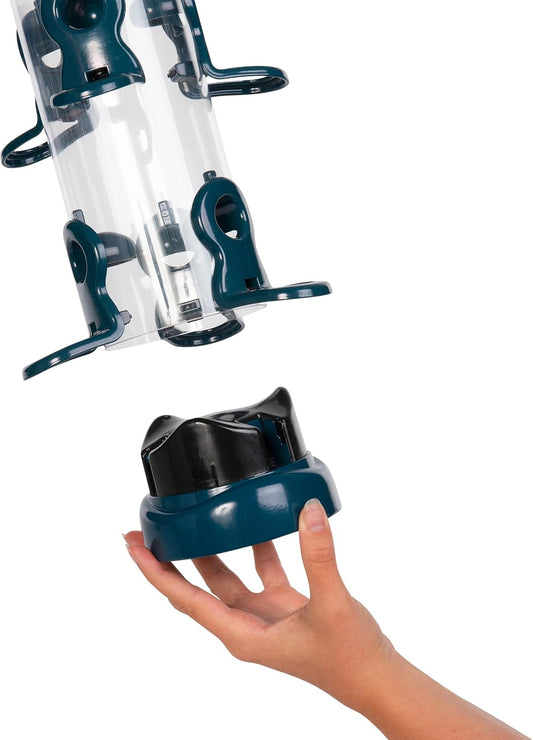 Garden Bird Feeders - Jacobi Jayne® Flo™ Festival Hanging, Easy-Clean Bird Feeder For Sunflower Seeds - Metal Bird Feeder, Blue, Small Sunflower Heart FeederFlf-S1B