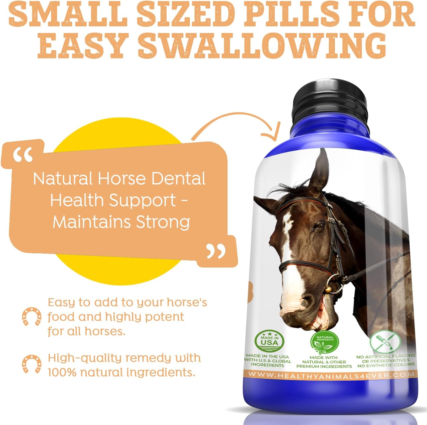 All-Natural Horse Dental Health Support - Maintains Strong, Healthy Teeth & Bones - Dental Supplements for Horses - Homeopathic & Highly Effective - 300 Tablets