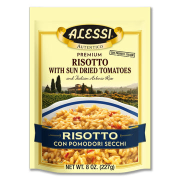 Alessi Autentico, Premium Seasoned Risotto, Italian Arborio Rice, Easy To Prepare, 8Oz (Sun Dried Tomato, Pack Of 6)