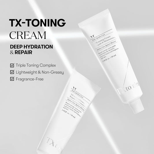 Vt Cosmetics Tx Toning Face Cream, Hydrating Moisturizer With Tranexamic Acid, Niacinamide, Glutathione, Moisturizing Repair Cream, Dark Spots, Acne Scar, Sun Spots, Korean Skin Care (1.69 Fl. Oz.)