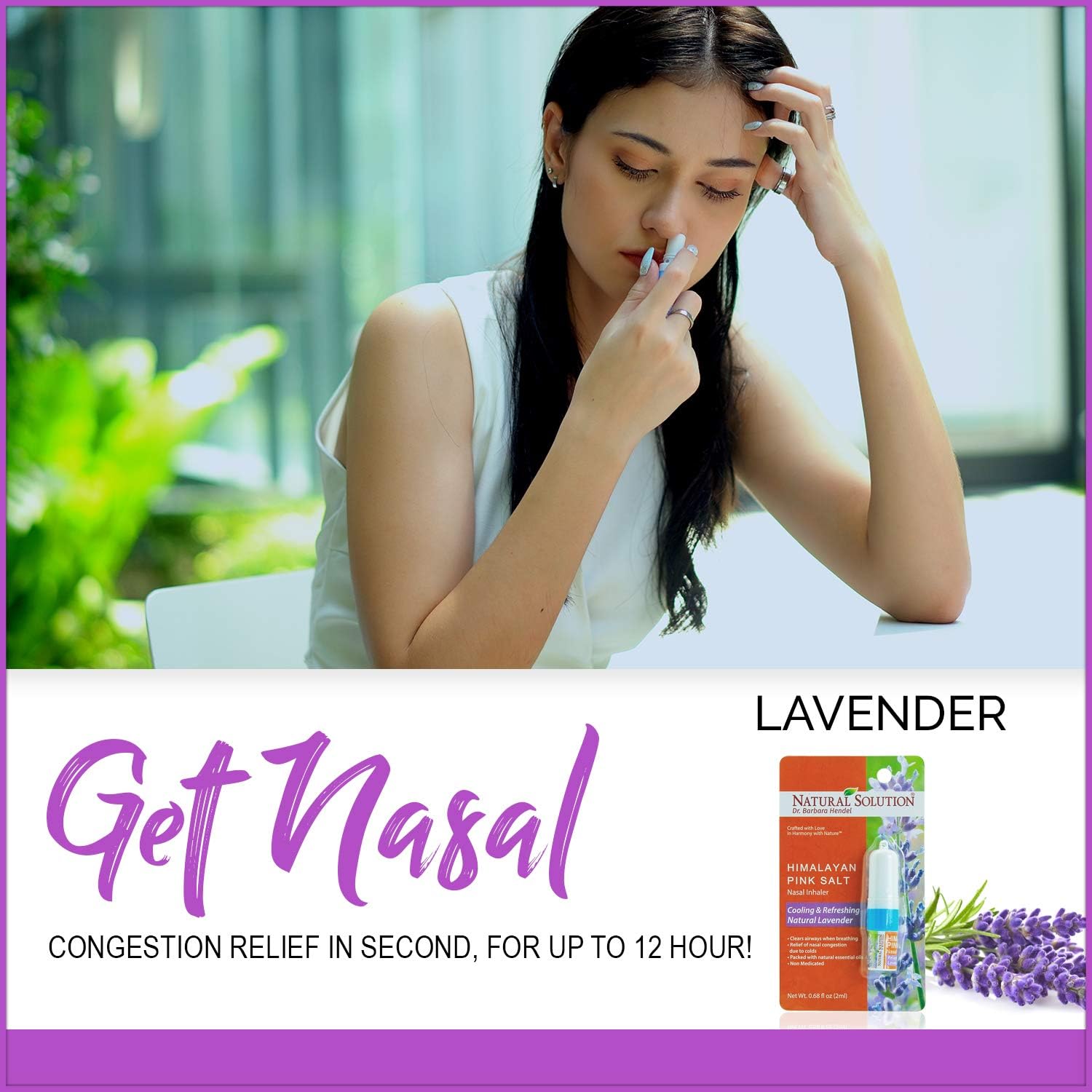 Lavender Neti Inhaler Sinus & Lung Relief. Himalayan Salt Air! Respiratory Wellness. Clearing, Healing Ions Aromatherapy. Handy Portable : Health & Household