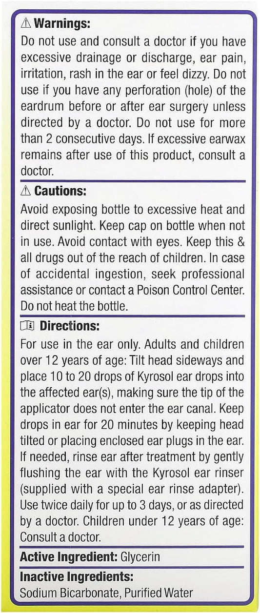 Squip Kyrosol All Natural Ear Wax Removal Drops Refill, 20.0 Ounce 0.51 Fl Oz