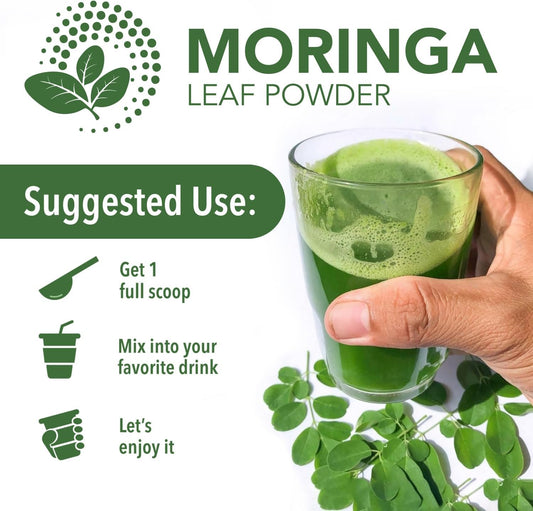 Organic Moringa Powder Moringa Oleifera Leaf Powder |Non-Gmo| Extra-Fine Quality |Perfect For Smoothies, Drinks, Tea, & Recipes |Natural Superfood | Vegan