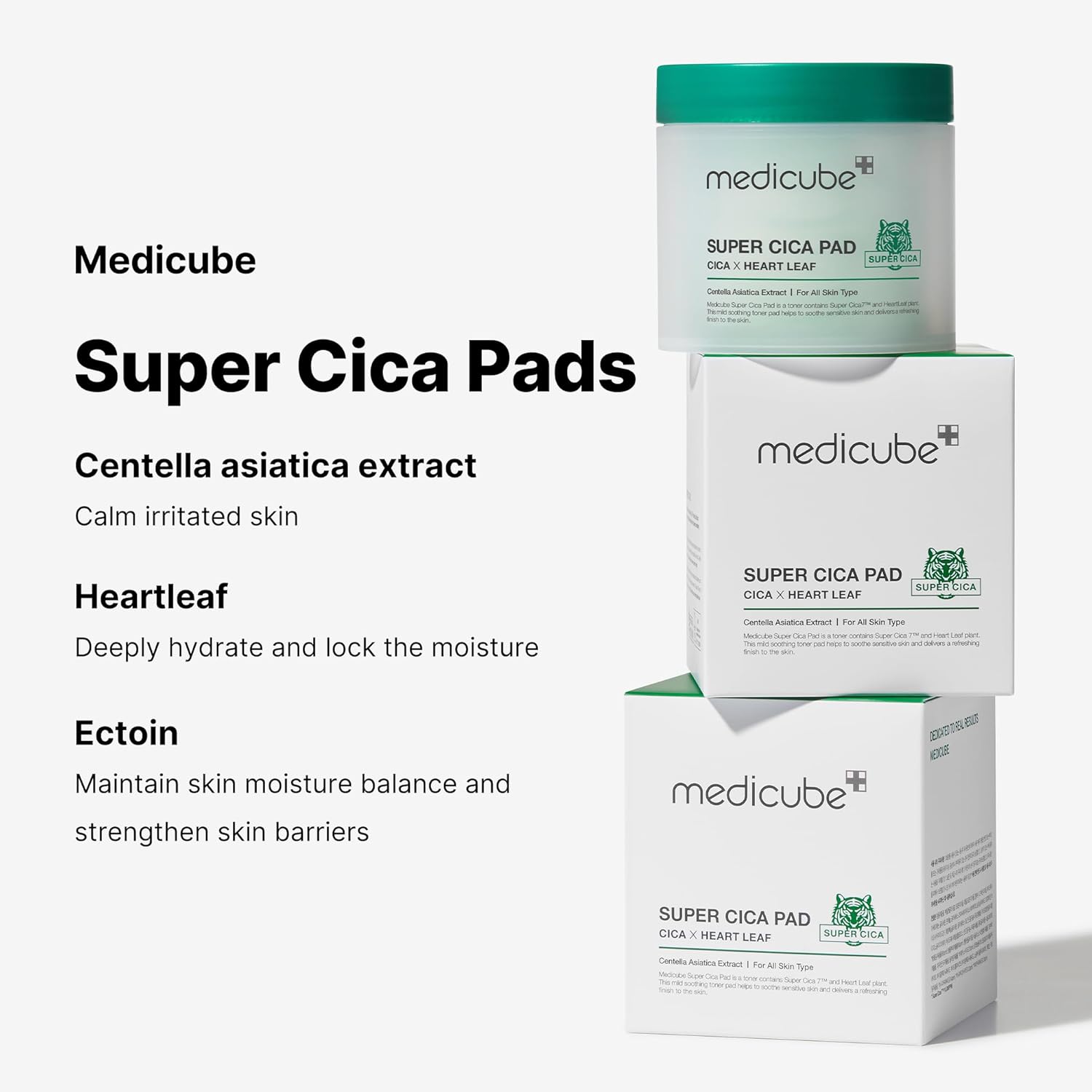 Medicube Super Cica Facial Toner Pads (70 Pads) - 88% Centella Asiatica To Soothe Sensitive Skin - Infused With Heartleaf For Deep Hydration And Improvement Of Damaged Skin - 100% Vegan Ceritifed : Beauty & Personal Care