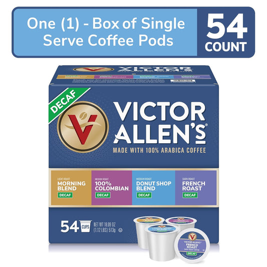 Victor Allen's Coffee Decaf Variety Pack, Light-Medium Roasts, 54 Count, Single Serve Coffee Pods for Keurig K-Cup Brewers
