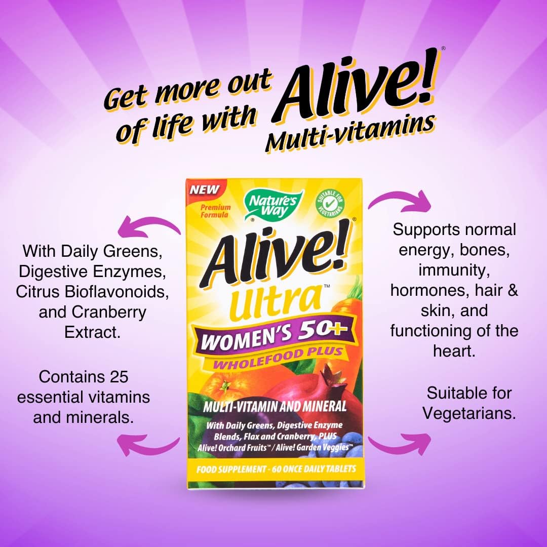 Alive! Ultra Women's 50+ Wholefood Plus Multivitamins - 60 Tablets : Amazon.co.uk: Health & Personal Care
