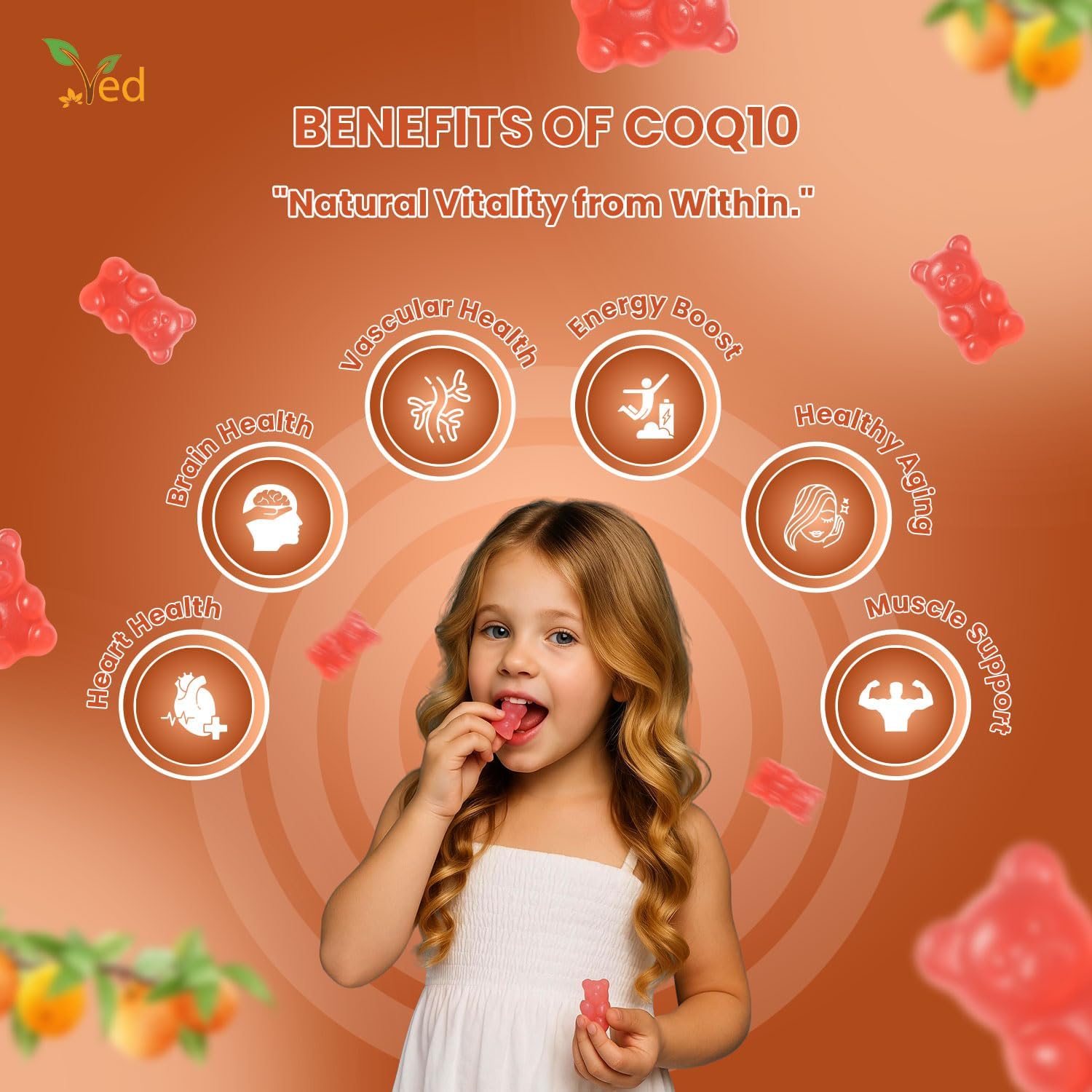 Ved Co Enzyme Q10 Gummies | Support Healthy Heart and Muscles, Promote Cellular Energy, Super Antioxdiant | Vegetarian & Vegan for Men and Women- 60 Chews 30 Days’ Supply : Amazon.co.uk: Health & Personal Care